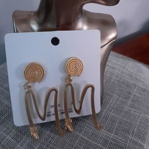 Gold Plated M Letter Drop Earrings